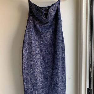 Blue and Silver Strapless Dress